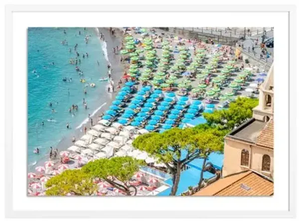 Richard Silver - Positano Beach Umbrellas Photograph - White