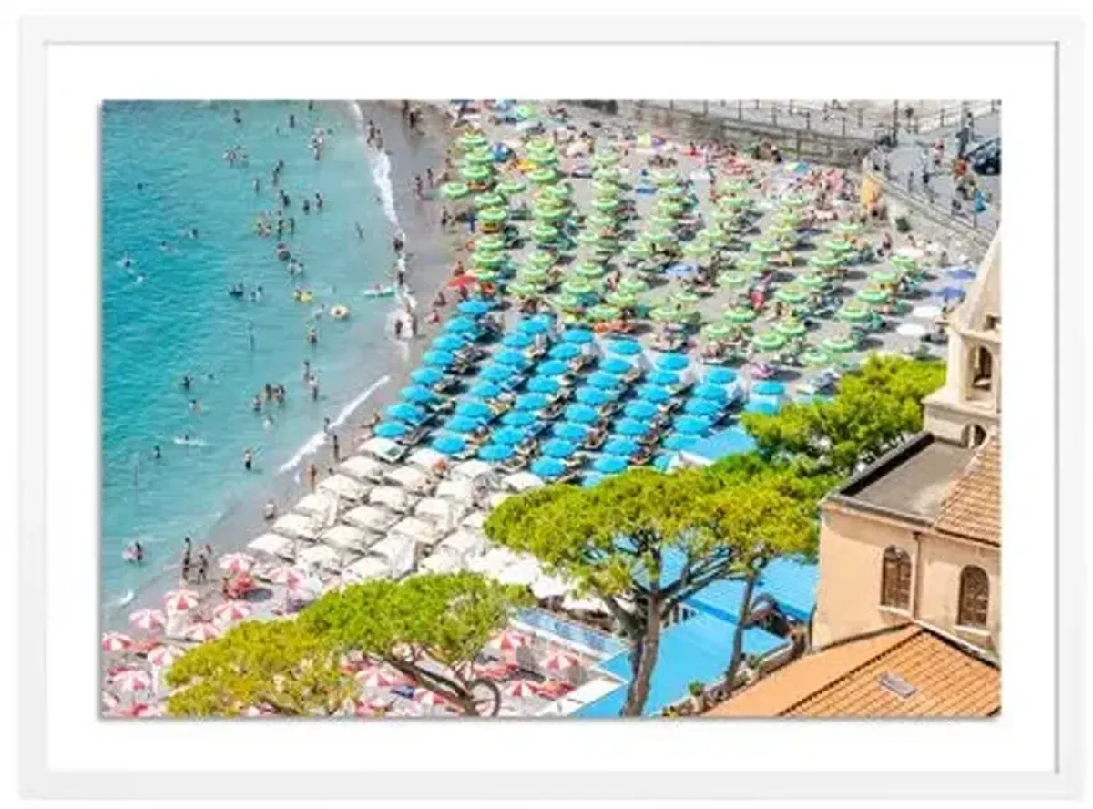 Richard Silver - Positano Beach Umbrellas Photograph - White