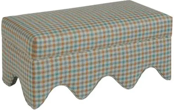 Awning Scallop Ottoman - Bibury Jungle Wool - Blue