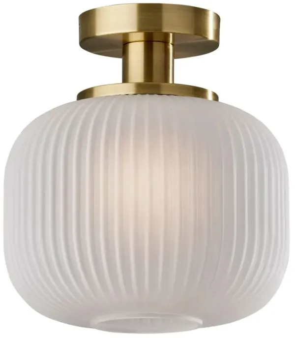 Ellise Flush Mount - Frosted Ribbed Glass/Antique Brass - Gold