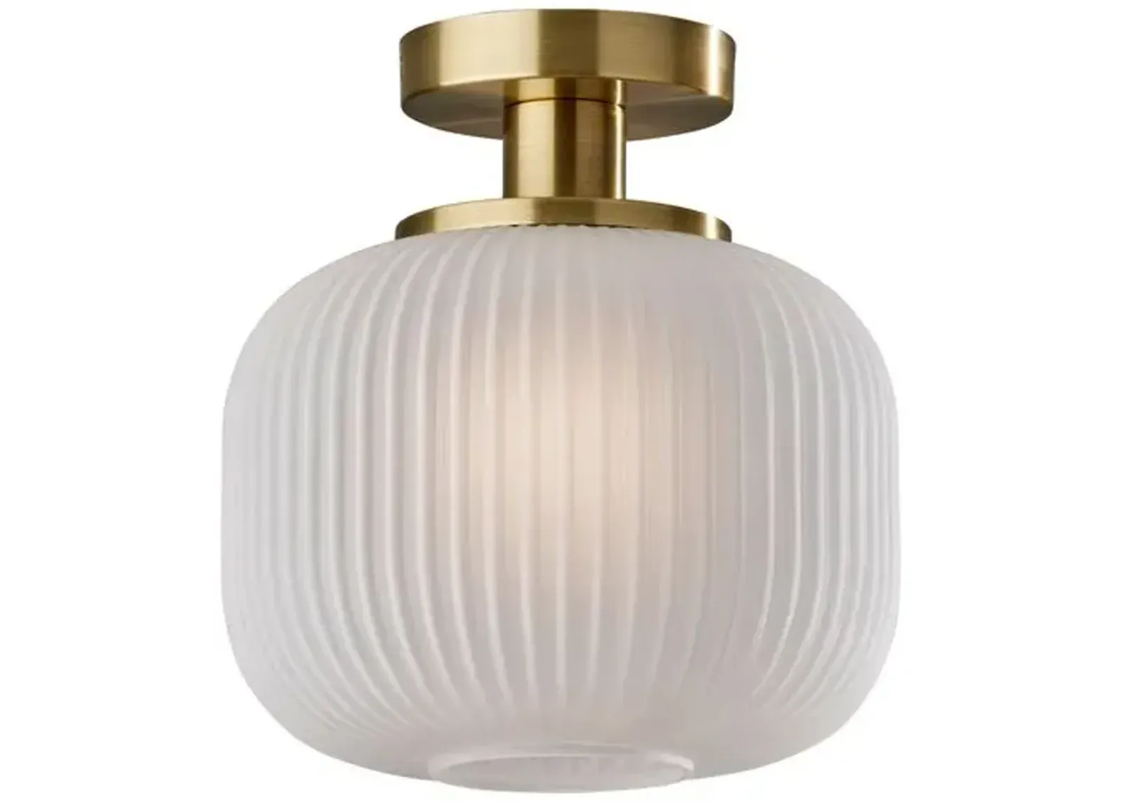 Ellise Flush Mount - Frosted Ribbed Glass/Antique Brass - Gold