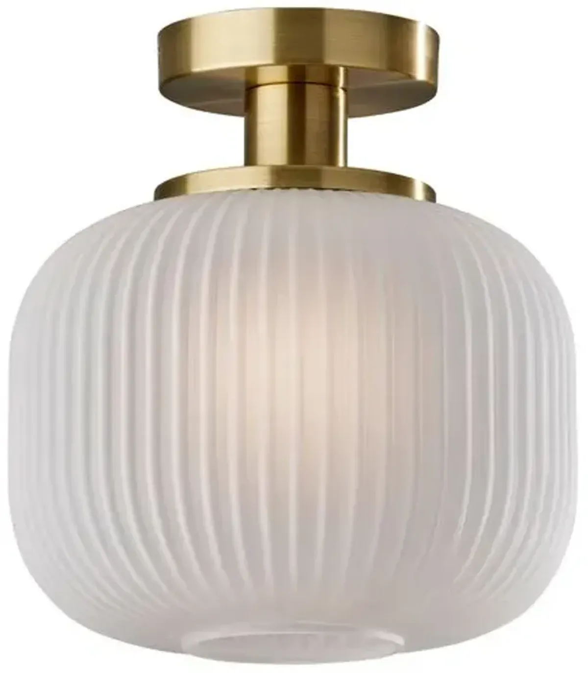 Ellise Flush Mount - Frosted Ribbed Glass/Antique Brass - Gold