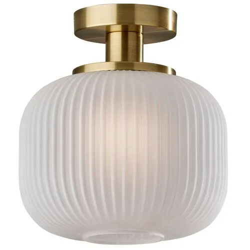 Ellise Flush Mount - Frosted Ribbed Glass/Antique Brass - Gold