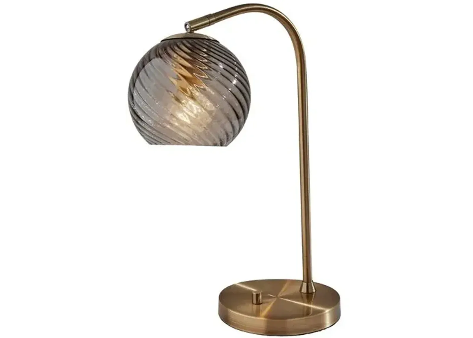 Bennett Globe Desk Lamp - Antique Brass/Smoked Glass - Gold