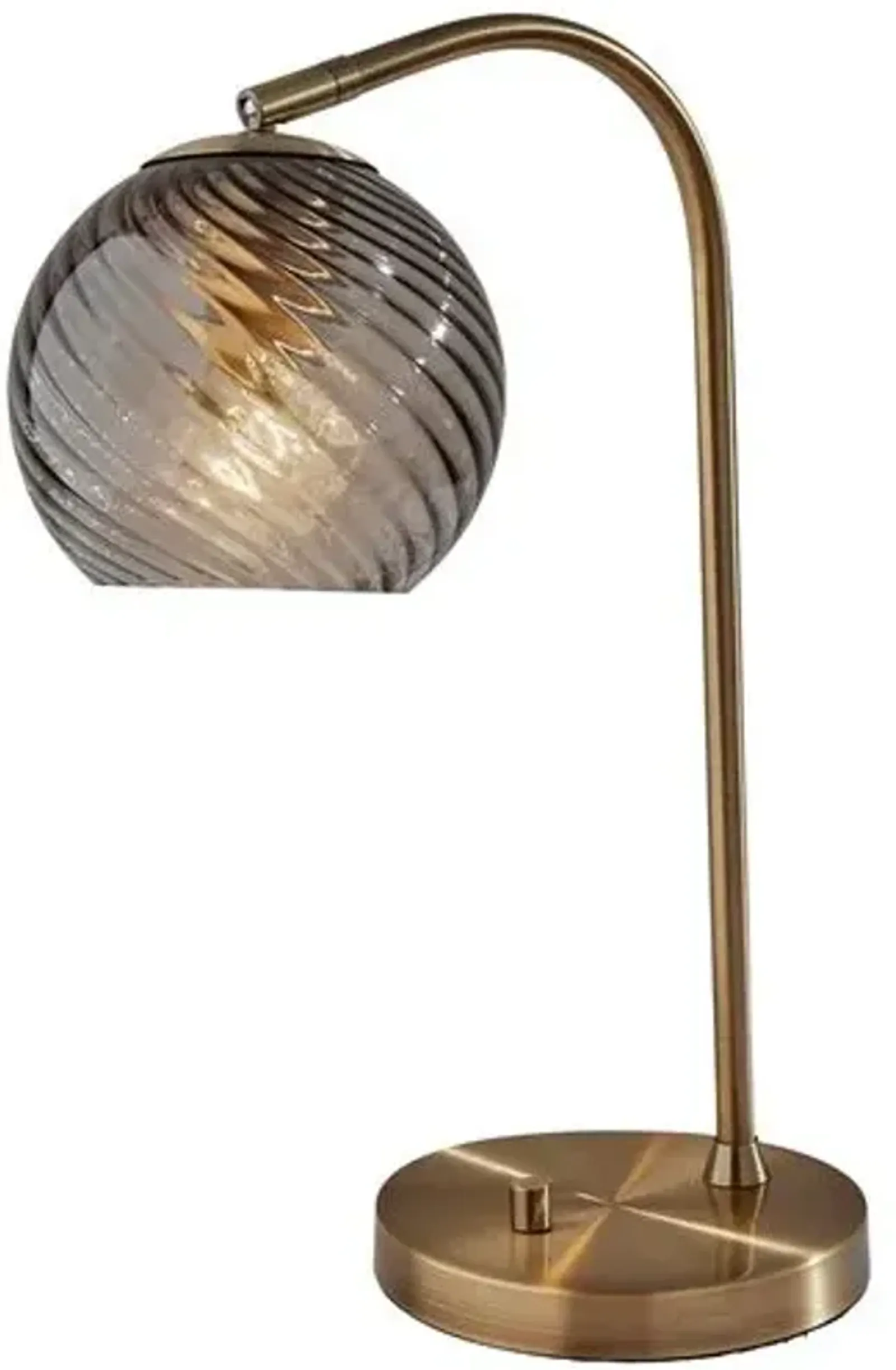 Bennett Globe Desk Lamp - Antique Brass/Smoked Glass - Gold