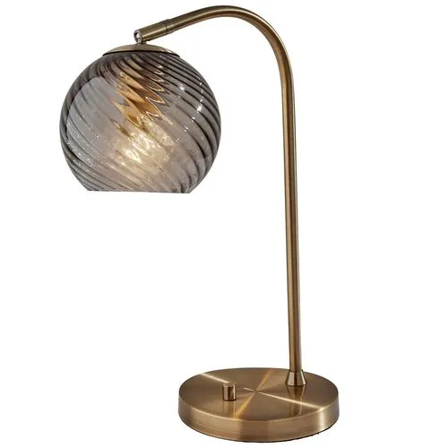 Bennett Globe Desk Lamp - Antique Brass/Smoked Glass - Gold