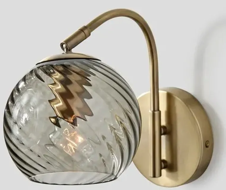 Bennett Globe Wall Sconce - Antique Brass/Smoked Glass - Gold