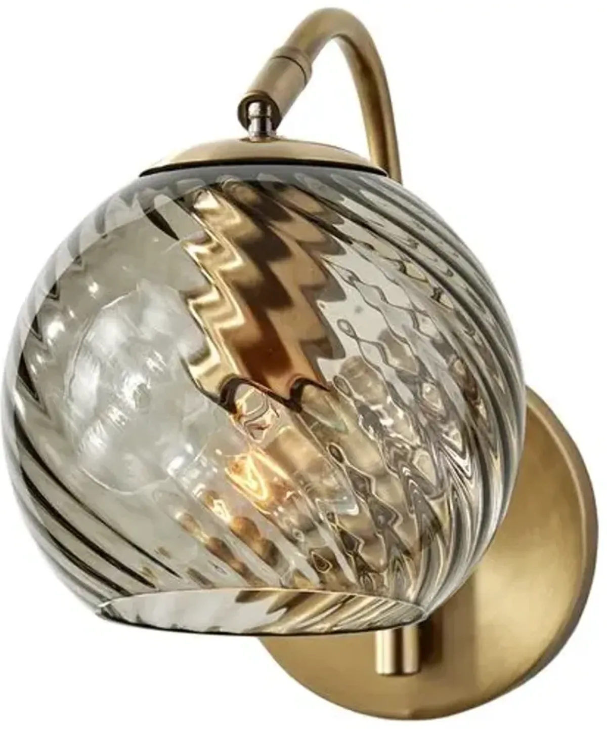 Bennett Globe Wall Sconce - Antique Brass/Smoked Glass - Gold