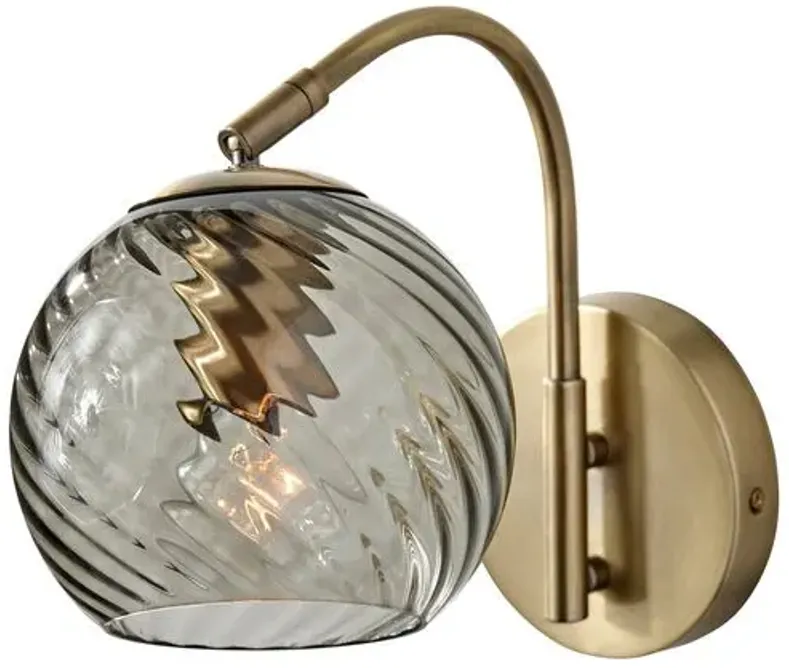 Bennett Globe Wall Sconce - Antique Brass/Smoked Glass - Gold