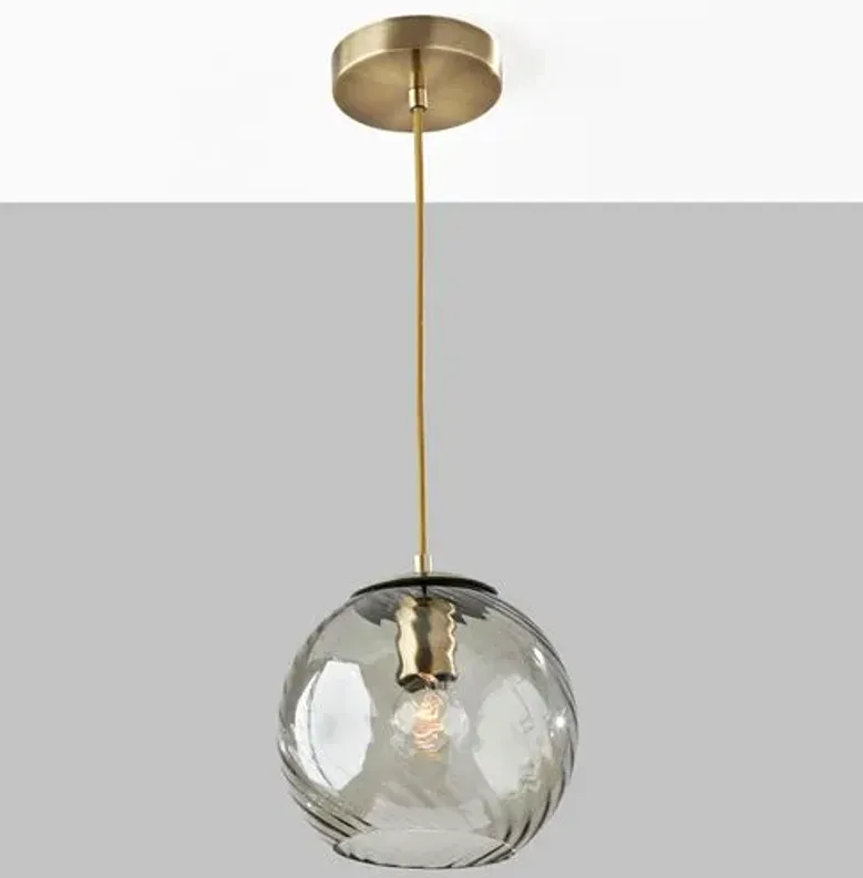 Bennett Globe Pendant - Antique Brass/Smoked Glass - Gold