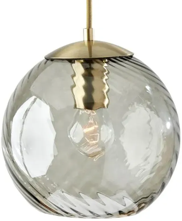 Bennett Globe Pendant - Antique Brass/Smoked Glass - Gold