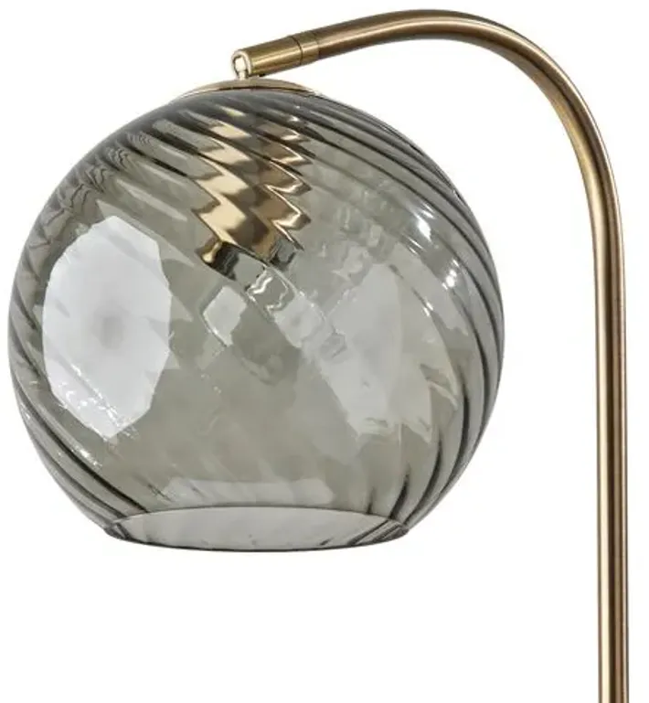 Bennett Globe Floor Lamp - Antique Brass/Smoked Glass