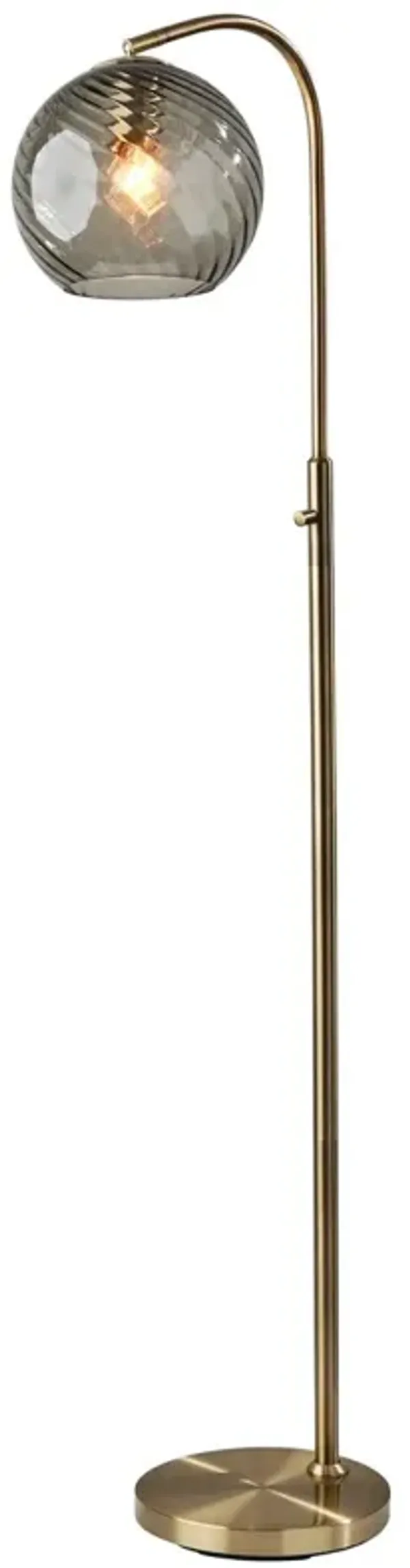 Bennett Globe Floor Lamp - Antique Brass/Smoked Glass