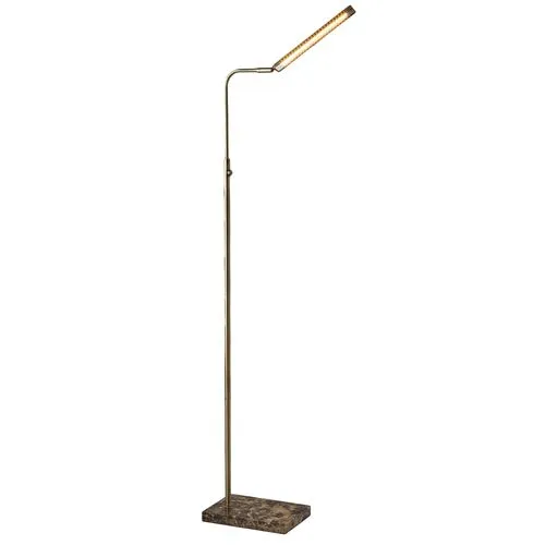 Aiden LED Floor Lamp - Antique Brass/Brown Marble