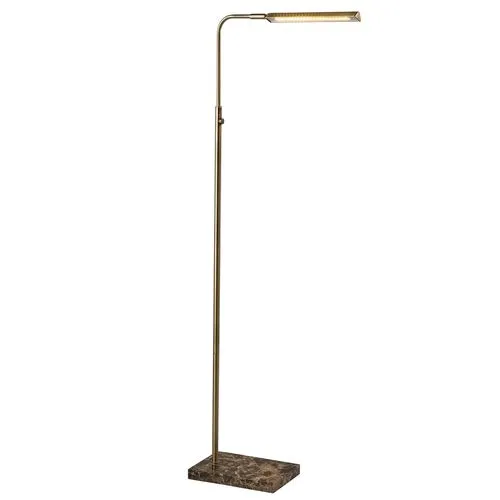 Aiden LED Floor Lamp - Antique Brass/Brown Marble