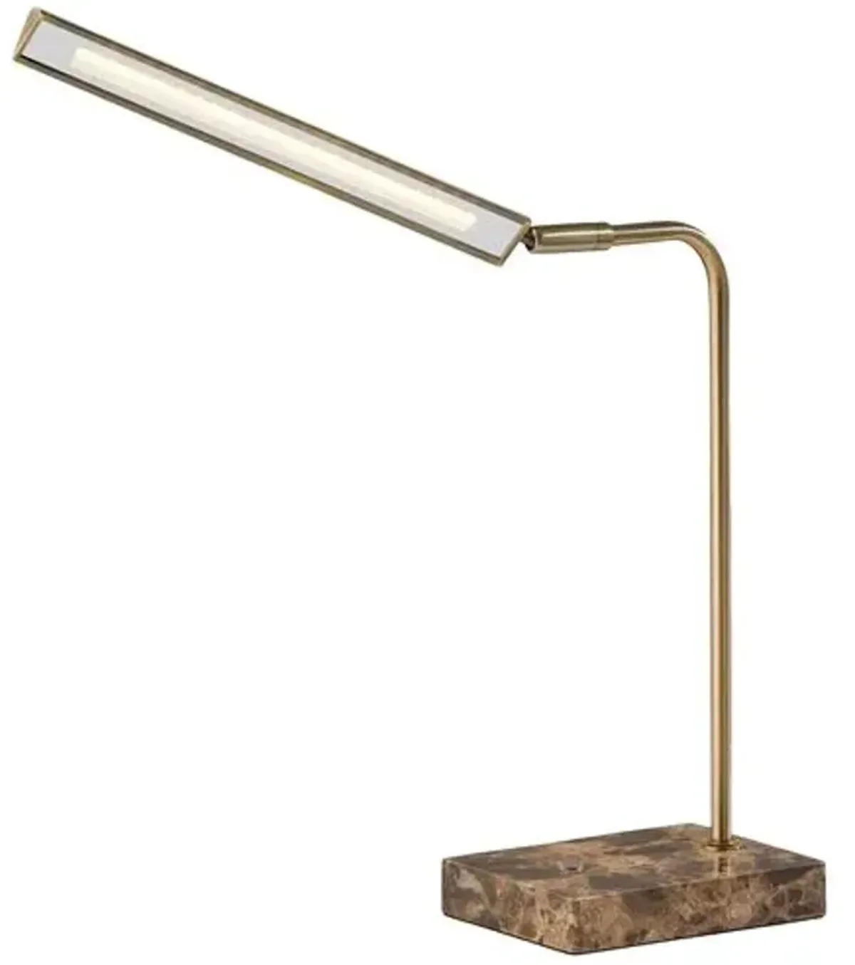 Aiden LED Desk Lamp - Antique Brass/Brown Marble - Gold