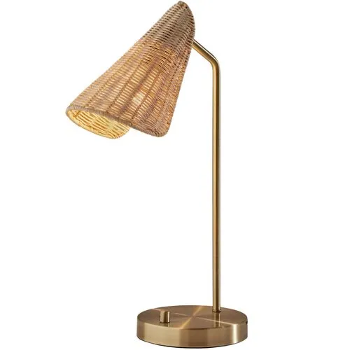 Bahama Rattan Desk Lamp - Antique Bras/Natural - Gold