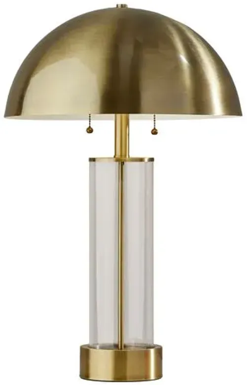 Tobin Dome Table Lamp - Antique Brass/Clear Glass - Gold