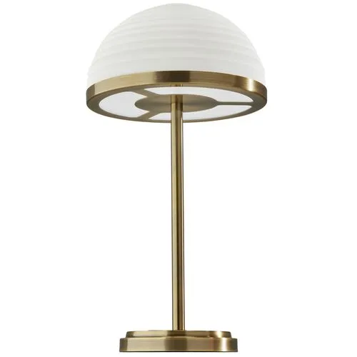 Alexia LED Table Lamp with Smart Switch - Antique Brass/White Glass - Gold