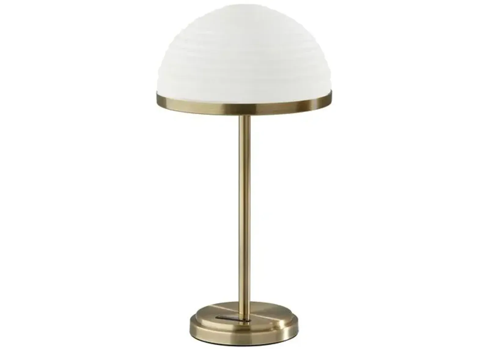 Alexia LED Table Lamp with Smart Switch - Antique Brass/White Glass - Gold