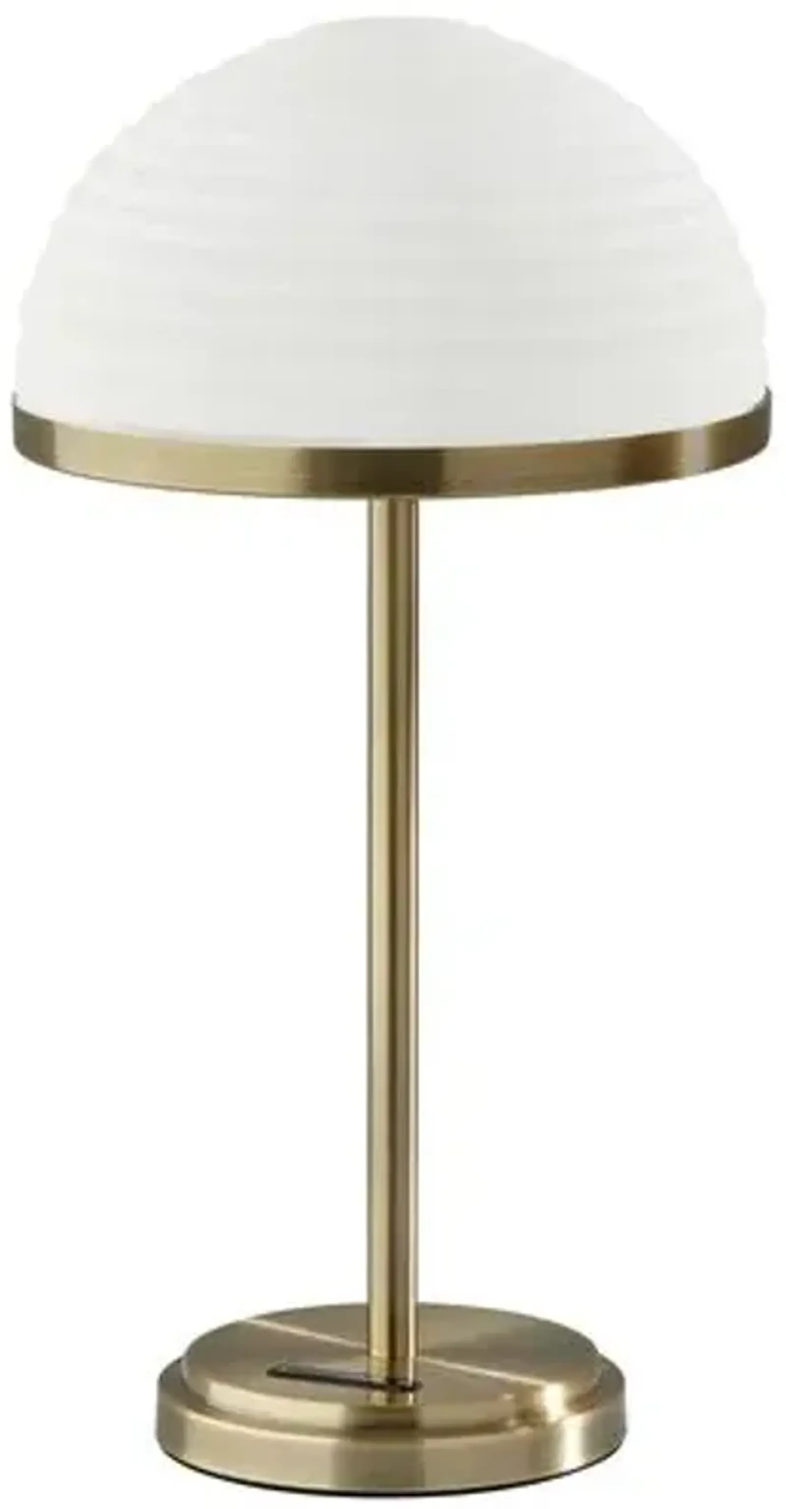 Alexia LED Table Lamp with Smart Switch - Antique Brass/White Glass - Gold