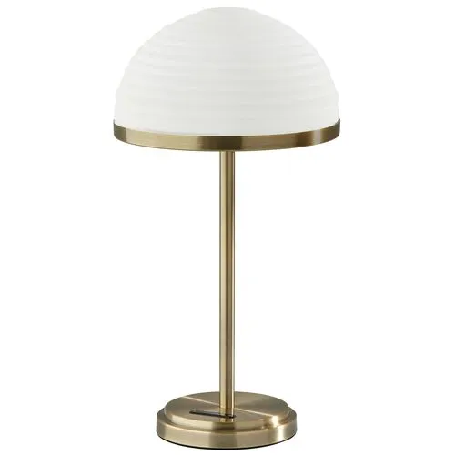 Alexia LED Table Lamp with Smart Switch - Antique Brass/White Glass - Gold