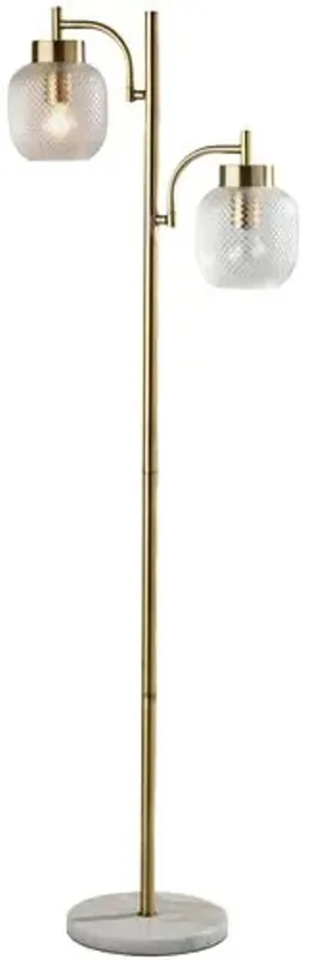 Vincent Tree Floor Lamp - Antique Brass/Textured Glass