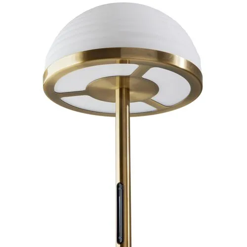 Alexia LED Floor Lamp with Smart Switch - Antique Brass/White Glass