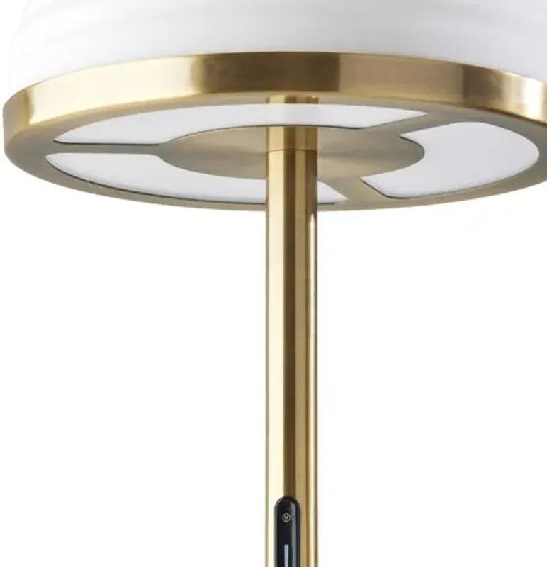 Alexia LED Floor Lamp with Smart Switch - Antique Brass/White Glass