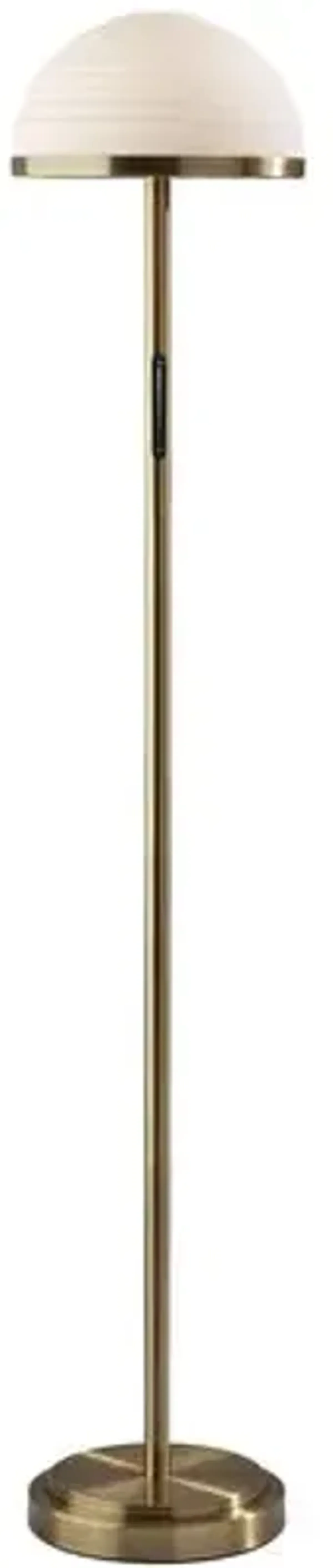 Alexia LED Floor Lamp with Smart Switch - Antique Brass/White Glass