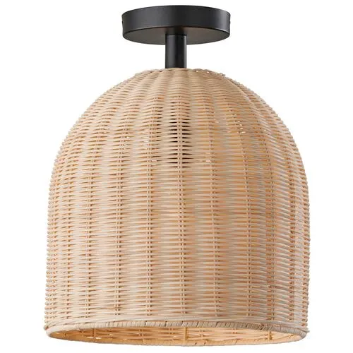 Dominica Rattan Flush Mount - Dark Bronze/Natural - Brown