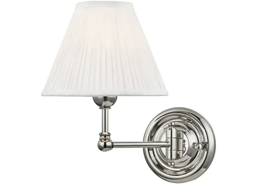 Classic No.1 Wall Sconce - Silk Shade - Silver