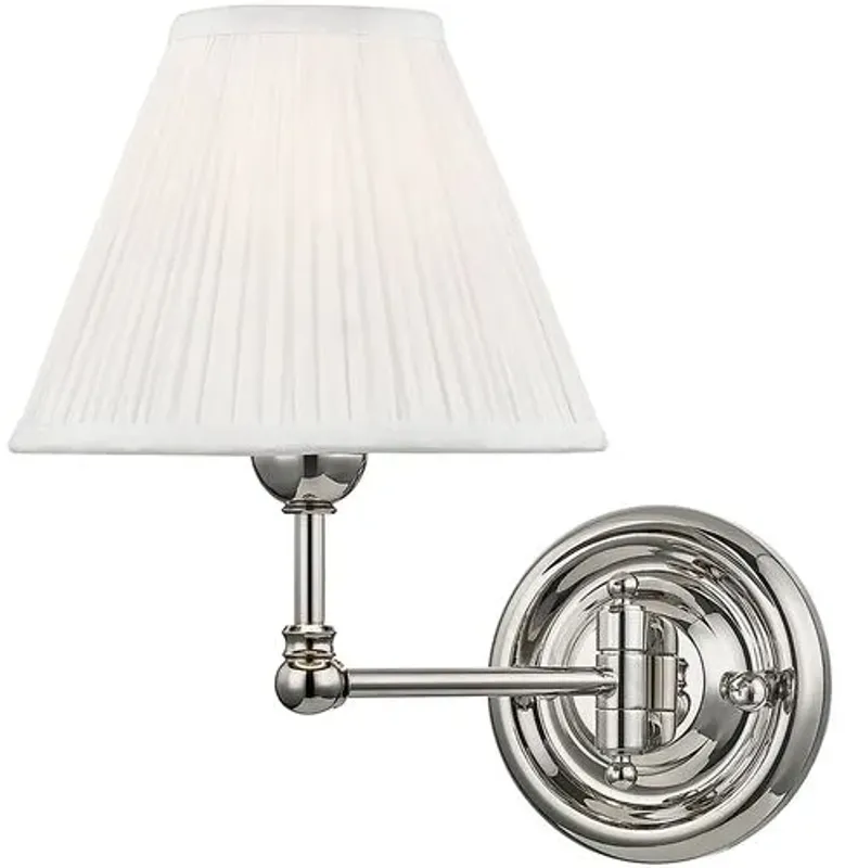 Classic No.1 Wall Sconce - Silk Shade - Silver