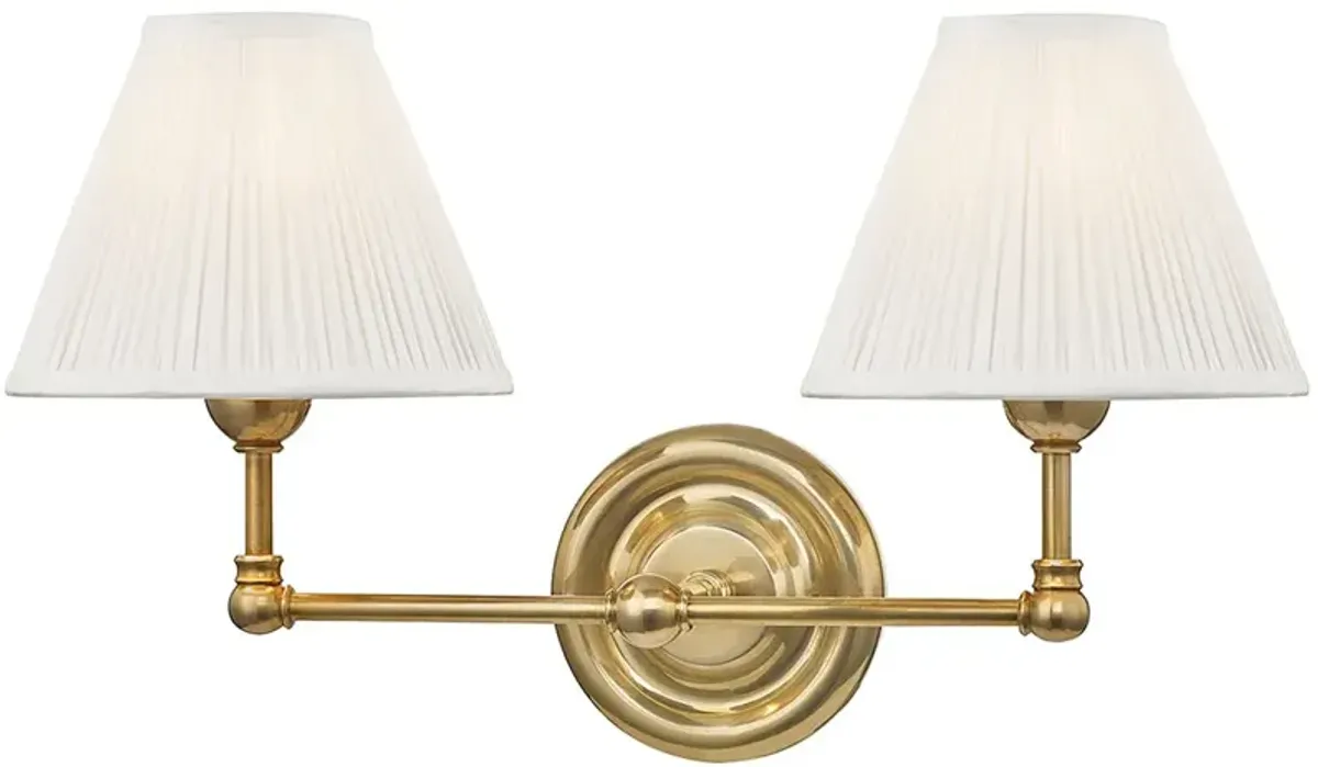 Classic No.1 2-Light Wall Sconce - Silk Shade - Gold