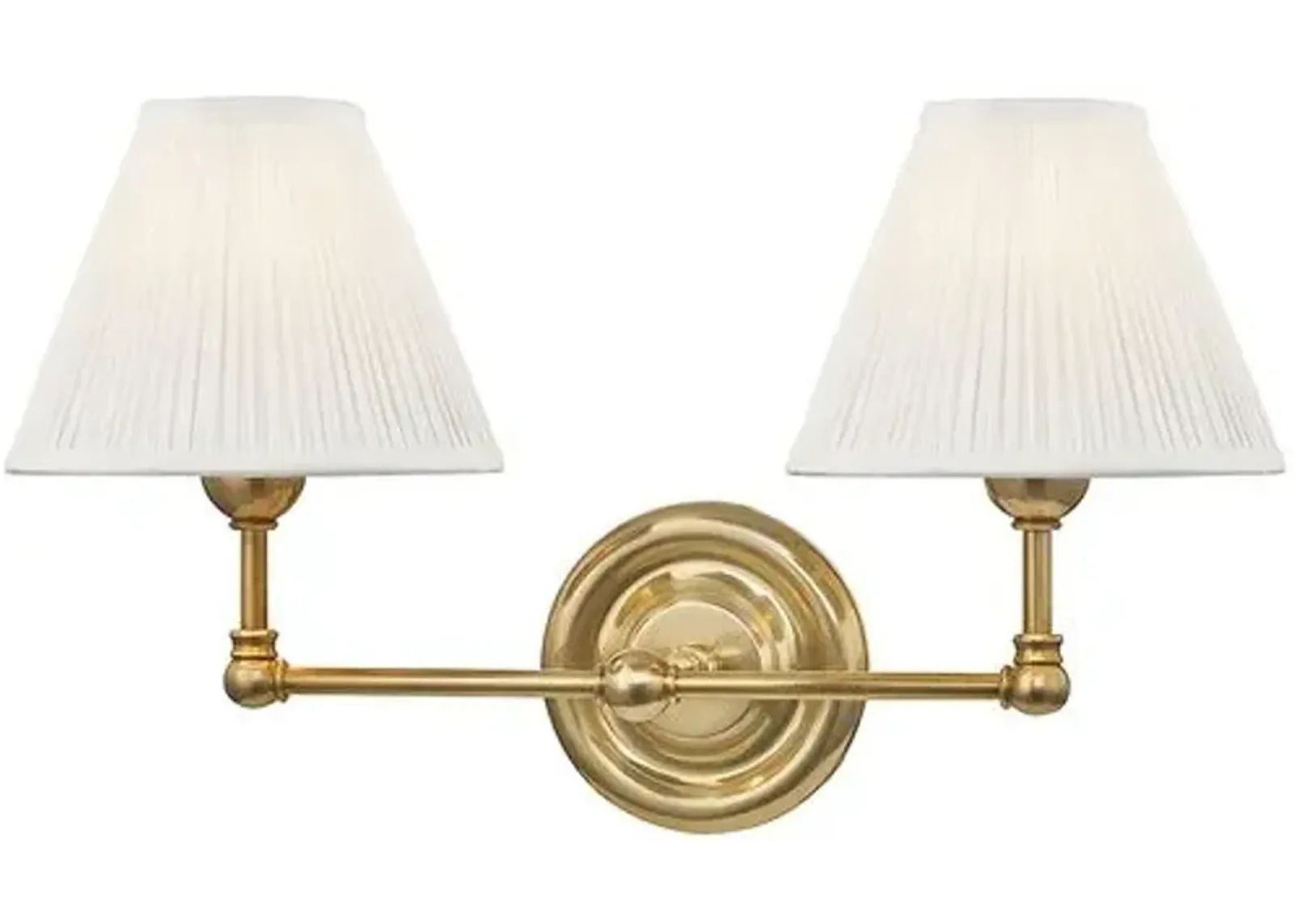 Classic No.1 2-Light Wall Sconce - Silk Shade - Gold