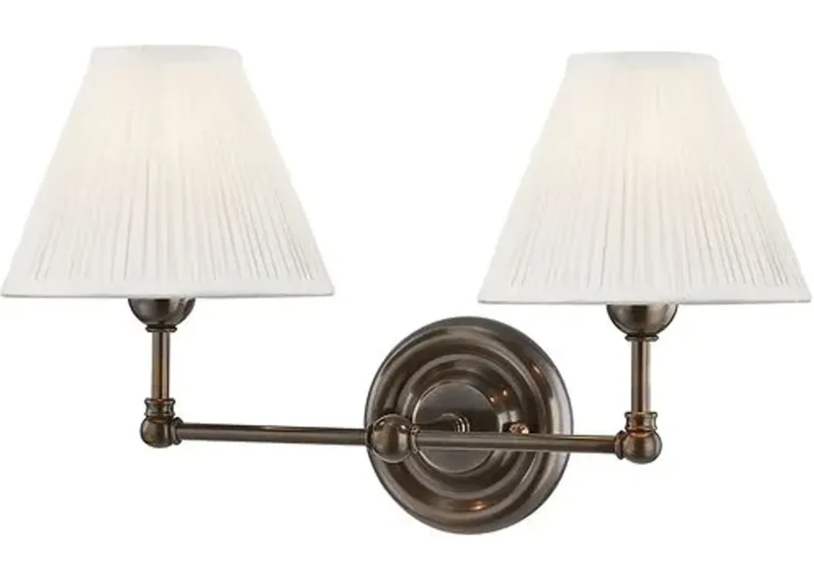 Classic No.1 2-Light Wall Sconce - Silk Shade - Brown