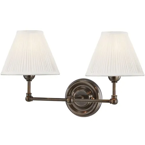 Classic No.1 2-Light Wall Sconce - Silk Shade - Brown