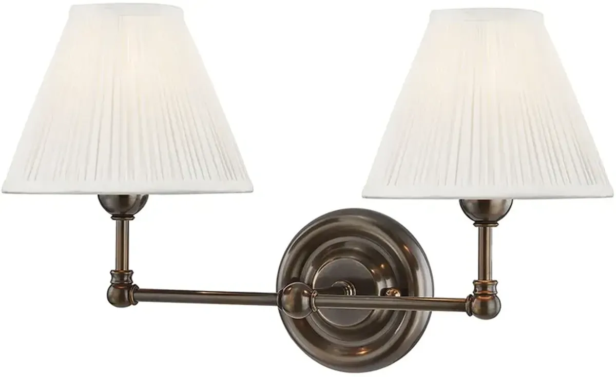 Classic No.1 2-Light Wall Sconce - Silk Shade - Brown