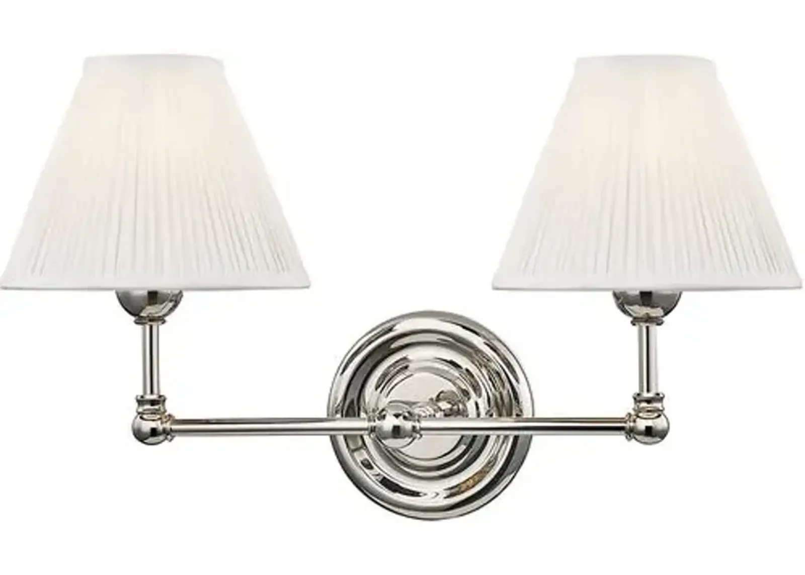 Classic No.1 2-Light Wall Sconce - Silk Shade - Silver