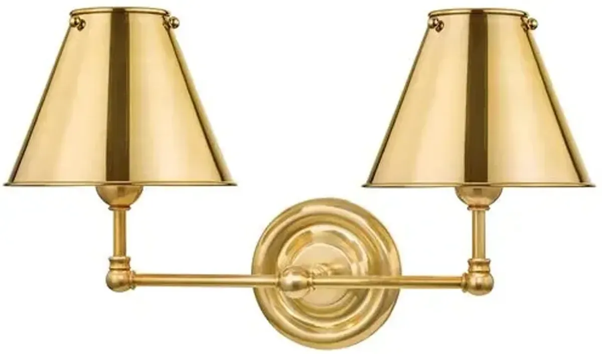 Classic No.1 2-Light Wall Sconce - Metal Shade - Gold