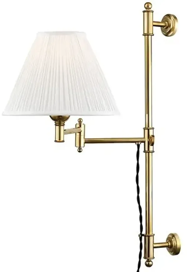 Classic No.1 Plug-In Wall Sconce - Silk Shade - Gold