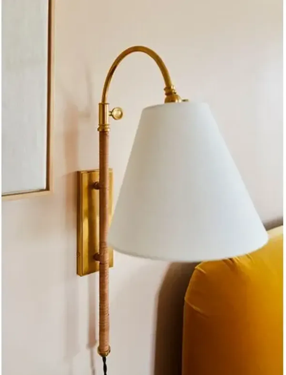 Curves No.1 Plug-In Wall Sconce - Bamboo/Aged Brass - Gold