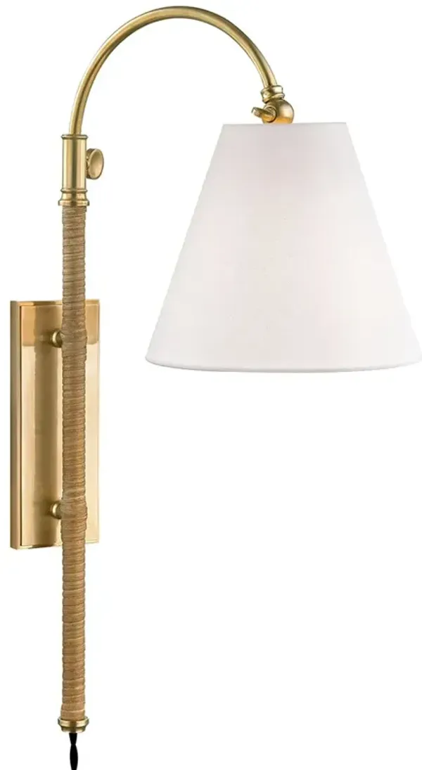 Curves No.1 Plug-In Wall Sconce - Bamboo/Aged Brass - Gold