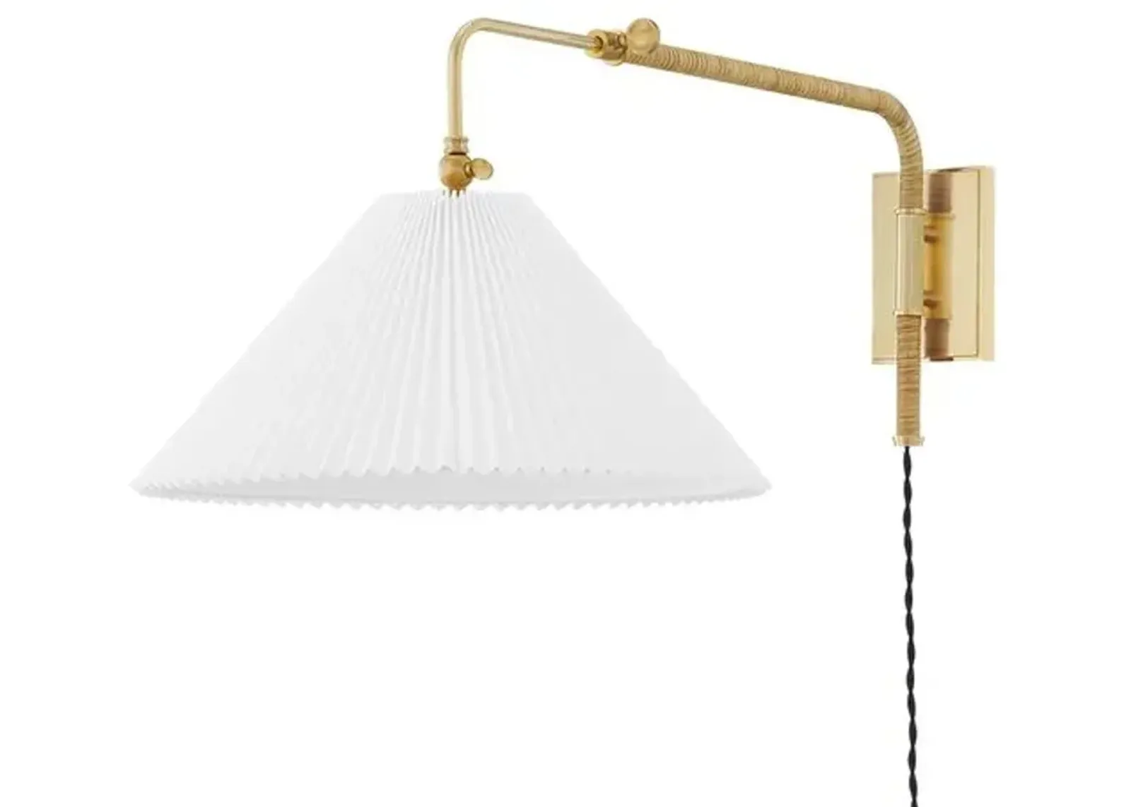 Dorset Plug-In Wall Sconce - Rattan/Aged Brass - Gold