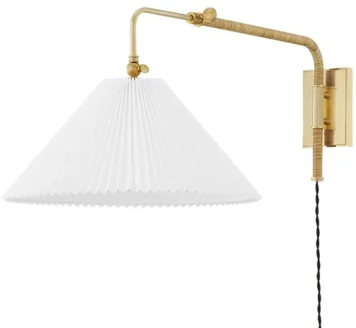 Dorset Plug-In Wall Sconce - Rattan/Aged Brass - Gold