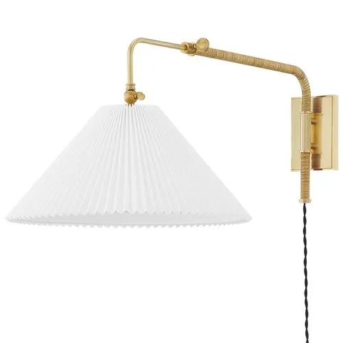 Dorset Plug-In Wall Sconce - Rattan/Aged Brass - Gold