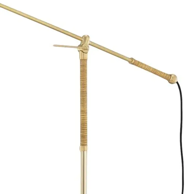 Dorset Floor Lamp - Rattan/Aged Brass