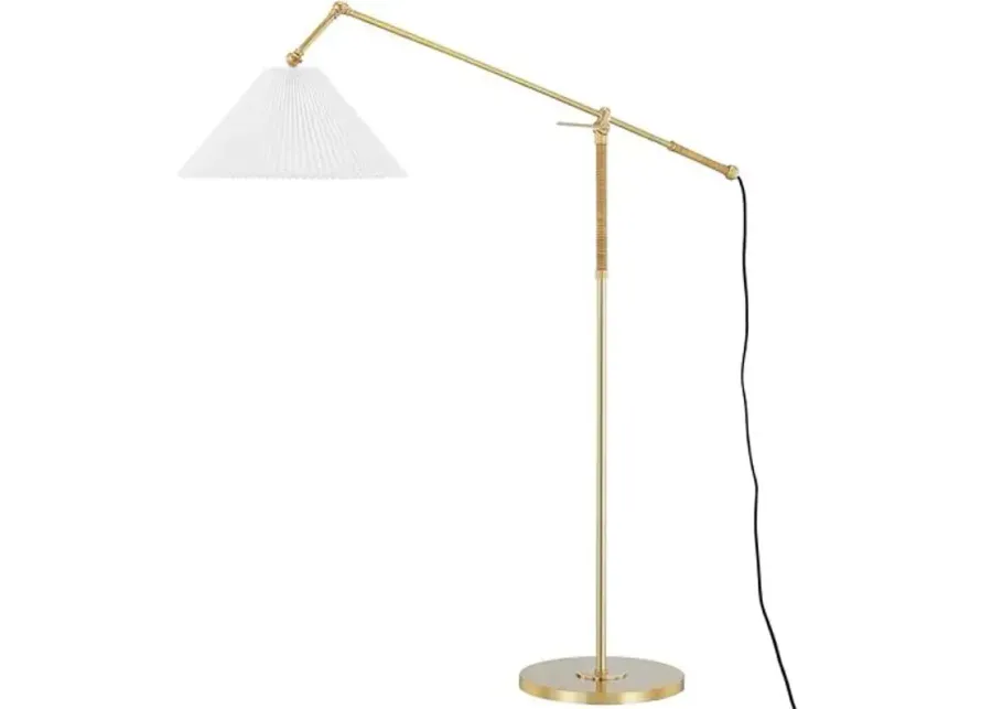 Dorset Floor Lamp - Rattan/Aged Brass