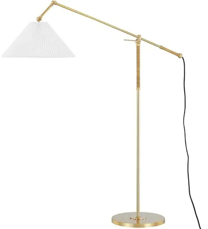 Dorset Floor Lamp - Rattan/Aged Brass