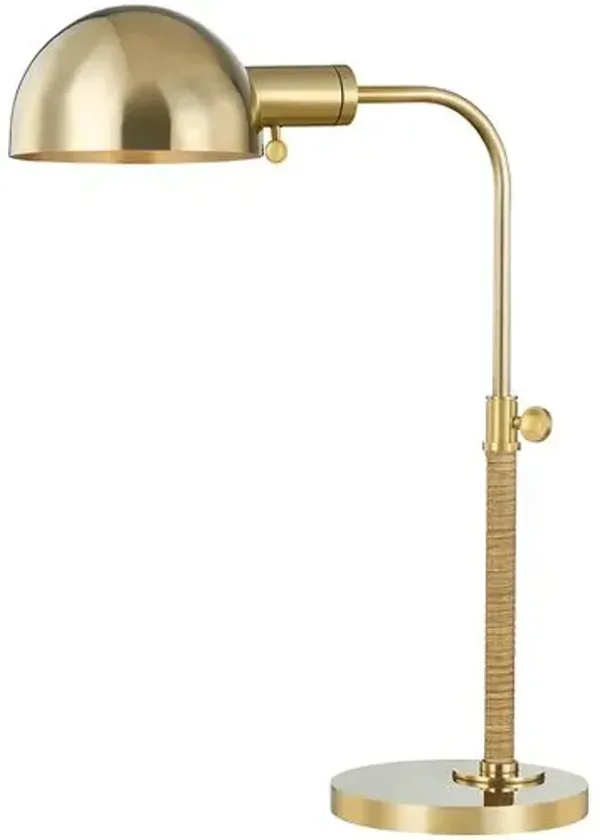 Devon Table Task Lamp - Rattan/Aged Brass - Gold